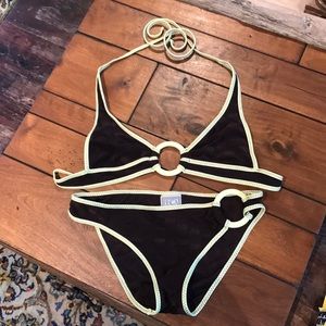 BECCA, Brown/Yellow, Tops Size M, Bottom Size L